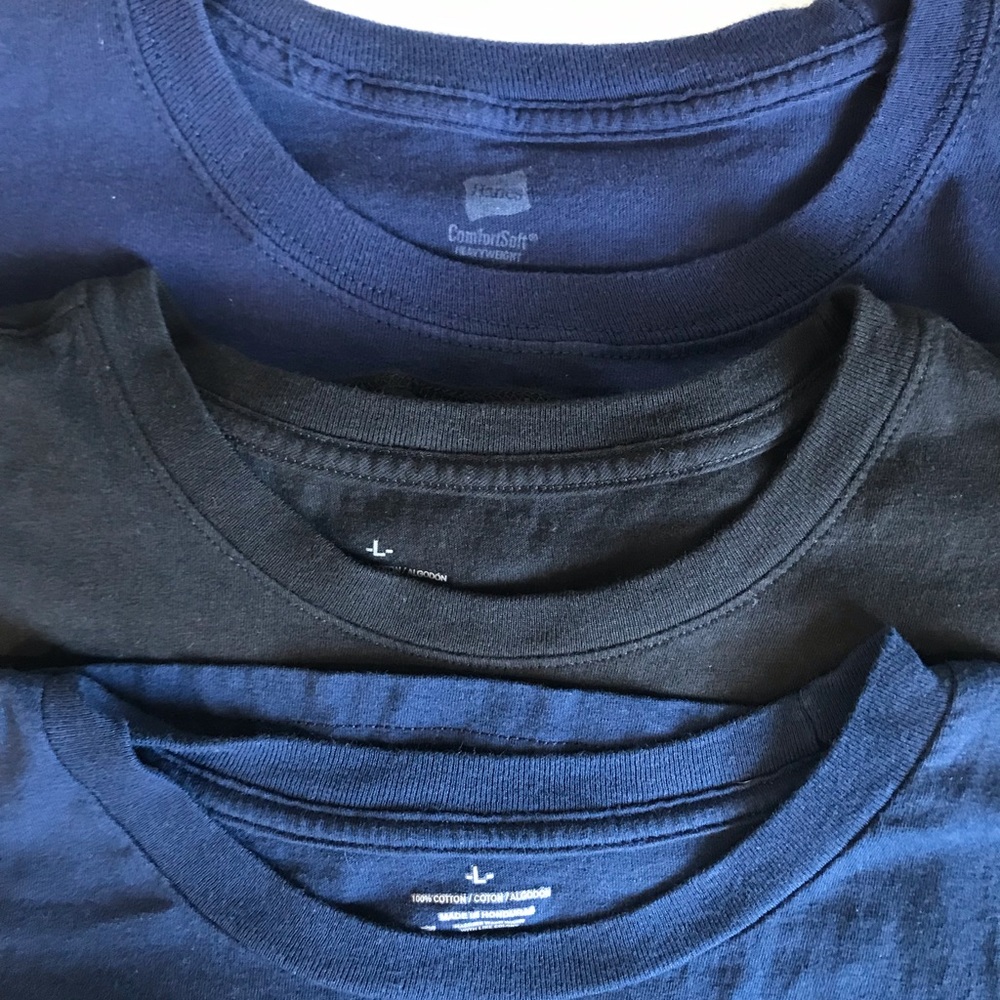 Bundle of 3 T-shirts, (L) 2 navy, 1 black